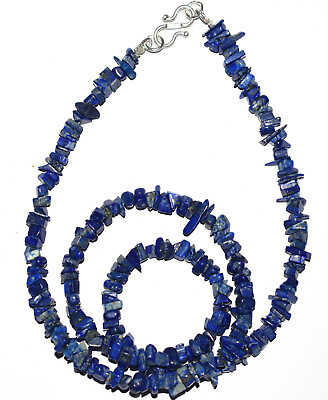#ad Blue Lapis Lazuli 925 Fine Silver 12 40quot; Strand Necklace Uncut 4 6 mm Beads $37.00