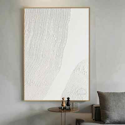 #ad Hand painted Abstract White Line Paintings On Canvas Bedroom Unframed $262.22