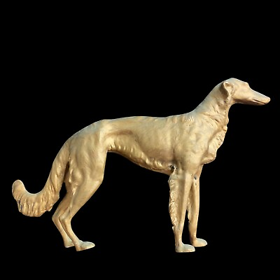 #ad 19th Century Gilt Gold Color Brass Russian Wolfhound Statue Non Magnetic 7”x7” $175.00