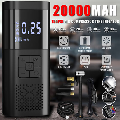 #ad 20000mAh Portable Digital Air Compressor 150PSI Electric Auto Pump Tire Inflator $29.44