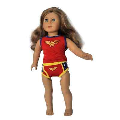 #ad Wonder Woman Themed Pajamas Set Tank Underwear fits 18 inch amp; American Dolls $12.97