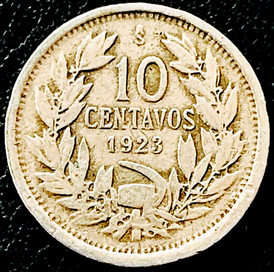 #ad 1923 Chile Coin 10 Centavos KM# 166 South America Coins SCARCE DATE FREE SHIP $6.00
