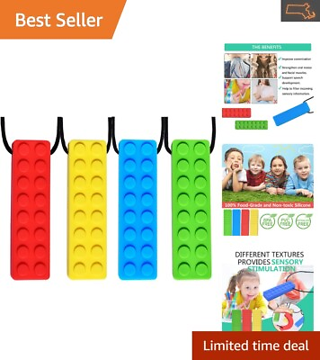 #ad Chew Necklace Kids: 4pcs Sensory Bundle for Teething ADHD and Autism Support $19.92
