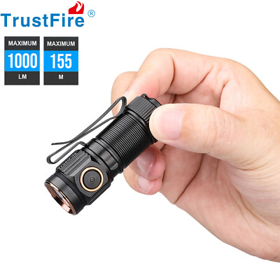#ad 1000 Lumens Portable LED Pocket Flashlight Rechargeable EDC Flashlight With Clip $28.19