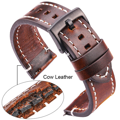 #ad Genuine Leather Watch Band 7 Colors Strap 18mm 20mm 22mm 24mm Cowhide Bracelet $8.45