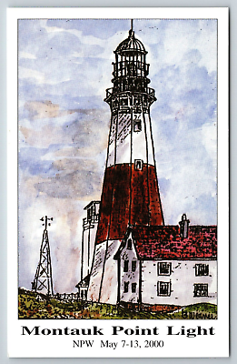 #ad Weaver Artist Signed Montauk Point Light Lighthouse Long Island NY Postcard $9.90