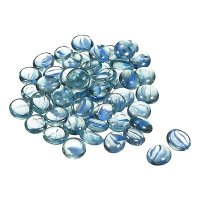 #ad Decorative Flat Glass Marbles 17 19mm Rock Vase Filler Petal Blue 50 Pcs $15.96
