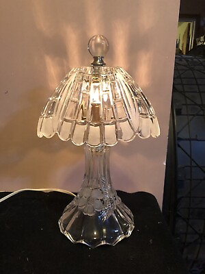 #ad Beautiful Vintage Table Lamp Heavy Cut Glass Vanity Boudoir Nightlight $60.00