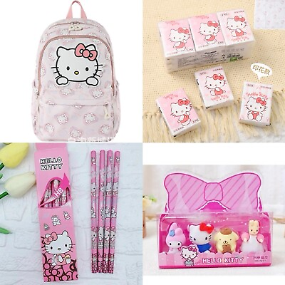 #ad Sanrio Hello Kitty School Supplies Gift Set Backpack Pencils Eraser Tissue NEW $44.99