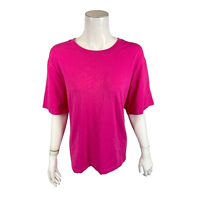 #ad Cuddl Duds Women#x27;s Regular CottonWear Oversized Tunic Tee Pink Large Size $25.00