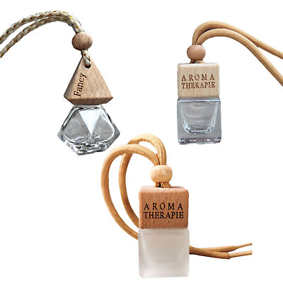 #ad Home Car Hanging Air Freshener Perfume Fragrance Diffuser Empty Glass Bottle Kit $6.46