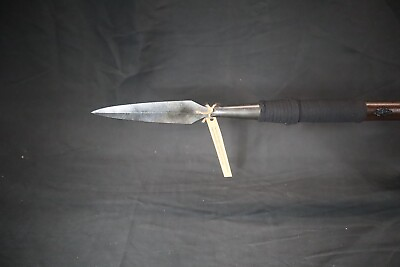 #ad Handmade 68quot; Dark Leather Spear Quenched Harden High Carbon Steel Battle Ready $119.99