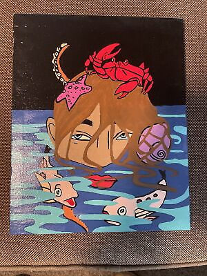 #ad Girl Emerging From Water Painting Wall Decor.. Homemade Original $30.00
