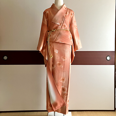 #ad Kimono Japanese Peach pattern Peach coloured Spring Silk $99.00