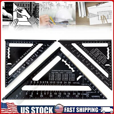 #ad 7 inch Roofing Speed Square Aluminium Rafter Angle Measuring Triangle Guide M L; $11.99