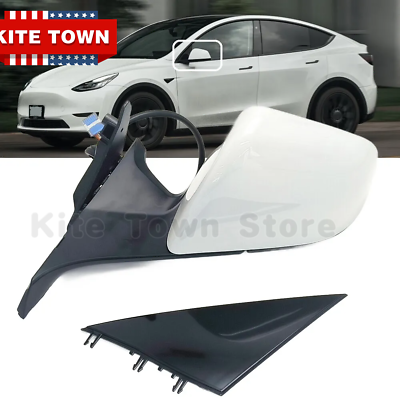 #ad White Left Driver Side View Mirror For 1594111 00 C Tesla Model Y 2020 2023 $252.00