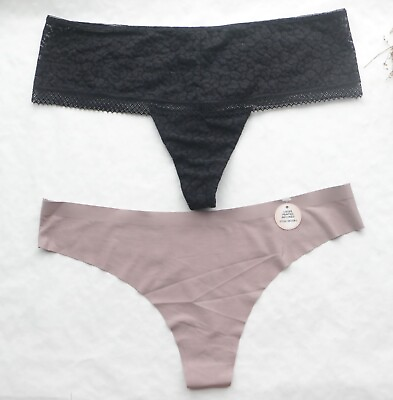 #ad 2PCS Women Sexy Thongs Floral Meshamp;Smooth Underwear Hipster G string Panties L $4.59