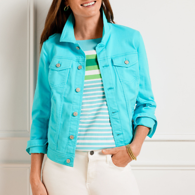 #ad CLASSIC JEAN JACKET SOLIDS logo button detail at Talbots MSRP 129$ Free Ship $49.00