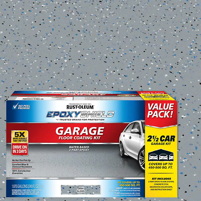 #ad Rust Oleum Epoxy Shield Protect Gray Garage Floor Coating Kit High Gloss 2.5 Car $216.43