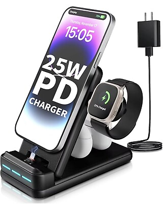 #ad 25W PD Fast Charging Station Apple 4 in 1 Foldable Charger Stand for iPhone $19.99