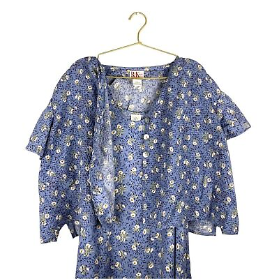 #ad Ramp;K VINTAGE DRESS 90#x27;s Blue White Floral With Top Size 16 0023 $35.03