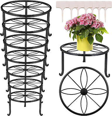 #ad 7 Pack Metal Plant Stands Plant Stand Outdoor Clearance Anti Rust Iron Flower $29.87