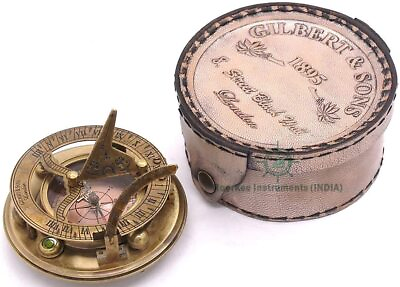 #ad Antique Nautical Vintage Directional Magnetic Sundial Clock Pocket Compass Quote $35.72