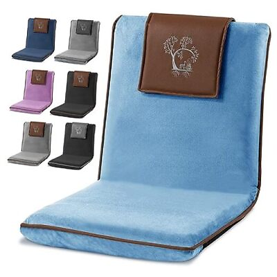 #ad Japanese Meditation Floor Chair with Back Support for Adults Sky Blue amp; Brown $111.03