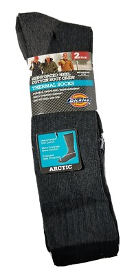 #ad DICKIES Reinforced Heel Cotton Boot Crew Thermal Socks Dark Gray Arctic 2 Pairs $16.99