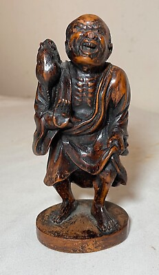 #ad rare antique Japanese 1800#x27;s hand carved boxwood Edo sculpture statue netsuke 英仙 $1989.99