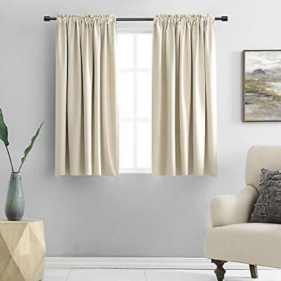#ad Cream Beige Room Darkening Curtain Panels For Bedroom Thermal Insulated Rod Pock $30.56