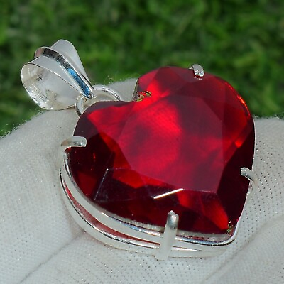 #ad #ad Mozambique Garnet Gemstone 925 Sterling Silver Jewelry Handmade Heart Pendant $11.99