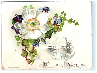 #ad He Is our Peace Eph 2.14 Religious Quote H amp; S NY Victorian Card $12.50