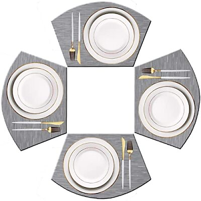 #ad Wedge Shaped Placemats for Dining Table Cross Weave Washable Vinyl Placemat H... $20.72