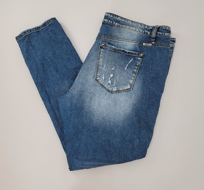 #ad Kancan High Rise Jeans Womens Blue Estilo Distressed Stretch Denim Jeans 33x30 $32.99