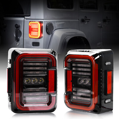 #ad New LED Tail Lights Rear Stop Lamps Clear Len for Jeep Wrangler JK JKU 2007 2017 $104.99