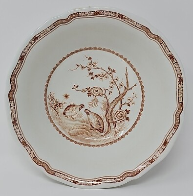 #ad Furnival#x27;s Antique Brown Quail Rimmed Dinner Bowl 8quot; 684771 England 1913 $25.85