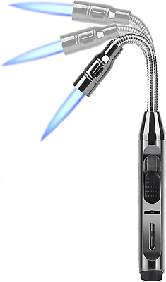 #ad Butane Lighter Torch Long Lighter with Visual Fuel Window Long Flexible $15.99
