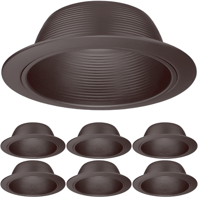 #ad 6 inch Recessed Can Light Trim with Oil Rubbed Bronze Step Baffle Pack of 6 $38.99