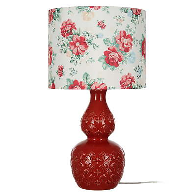 #ad Vintage Floral Table Lamp Red Finish $31.47