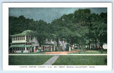 #ad GULFPORT Mississippi MS Roadside LIGHTS MOTOR COURT ca 1950s Postcard $6.78