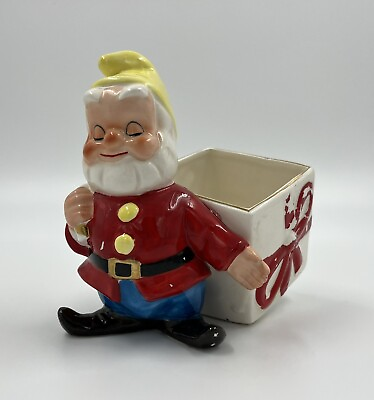 #ad Vtg Snow White Seven Dwarves Dicksons Christmas Ceramic Figurine Planter Japan C $99.95