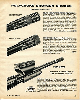 #ad 1975 Print Ad of Polychoke Standard amp; Deluxe Signature Shotgun Choke $9.99