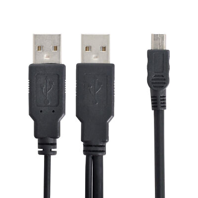 #ad USB2.0 Dual Two A type Male to Mini 5 Pin male Y Cable for Hard Disk Drive Case $5.99