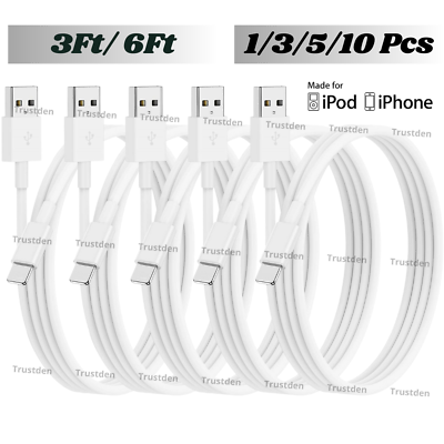 #ad USB Cable For Apple iPhone 14 13 12 Pro Max XR XS 5 6 8 7 Charger Cord Bulk Lot $3.99
