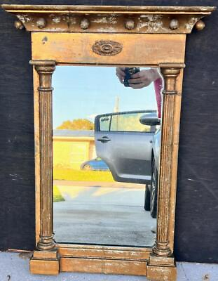 #ad Antique Old Wooden Wood Frame Furniture Mirror Classical Federal Style Gold Gilt $296.25