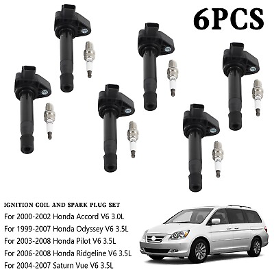 #ad 6X Ignition Coils6X Spark Plugs Set UF242 For Honda Odyssey 3.5L 1999 2007 $85.71