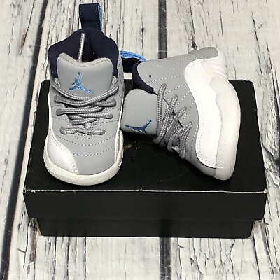 #ad Jordan 12 Retro Shoes University Blue Wolf Gray 850000 007 Nike Toddler Size 1C $37.95