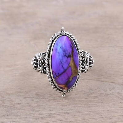 #ad Handmade 925 Sterling Silver Women Purple Copper Turquoise Gemstone Ring $11.90