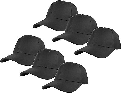 #ad Plain Blank Baseball Caps Adjustable Back Strap Wholesale Lot 6 Pack $32.44